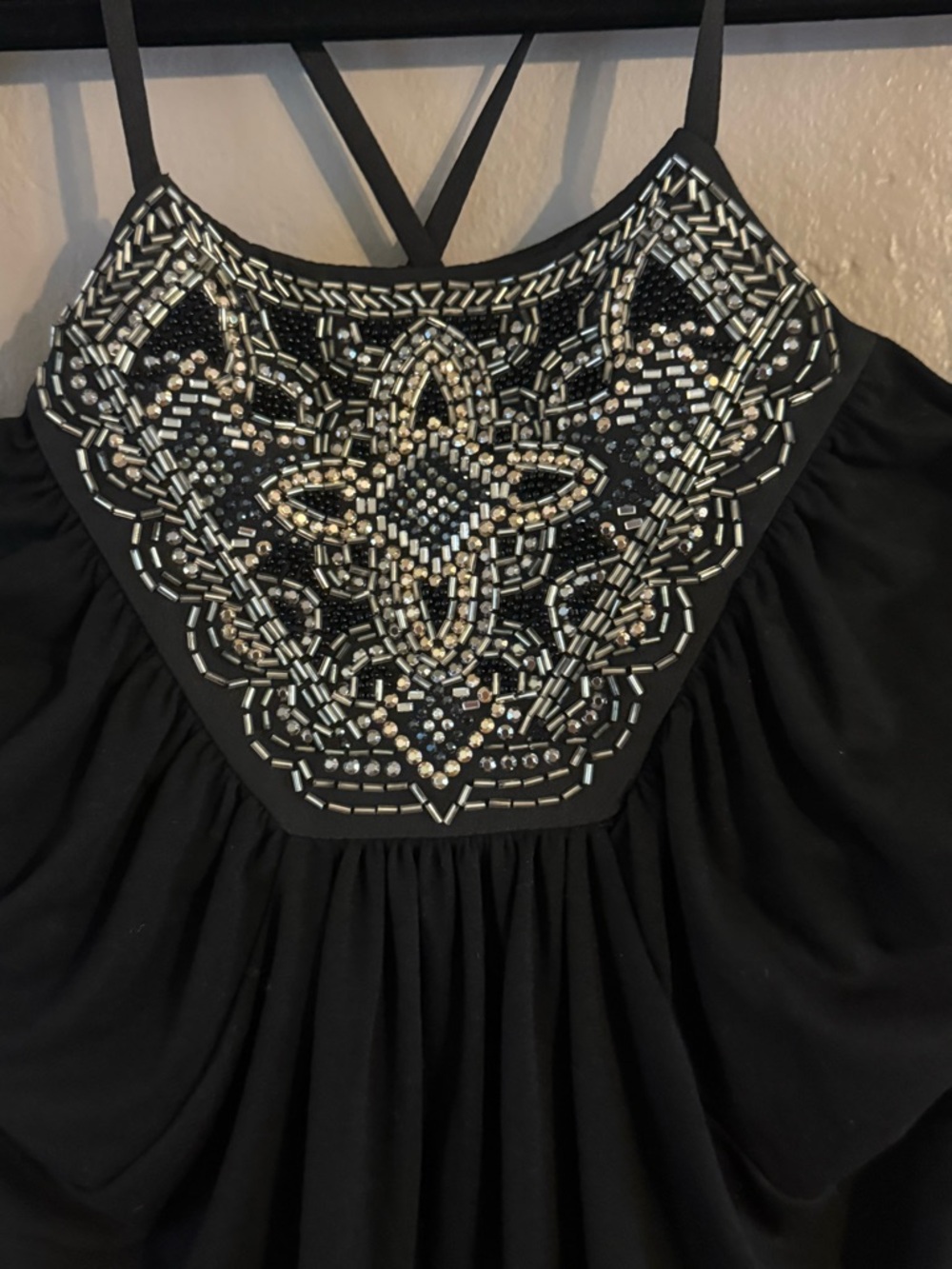 White House Black Market Black Beaded Halter Camisole - Picture 2 of 4